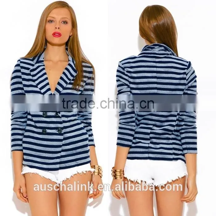 navy blue stripe girls double breasted blazer wholesale