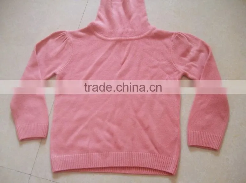 China latest fashion design children winter long sleeve wear high neck pink thick kids girl sweater (BKNK5282)