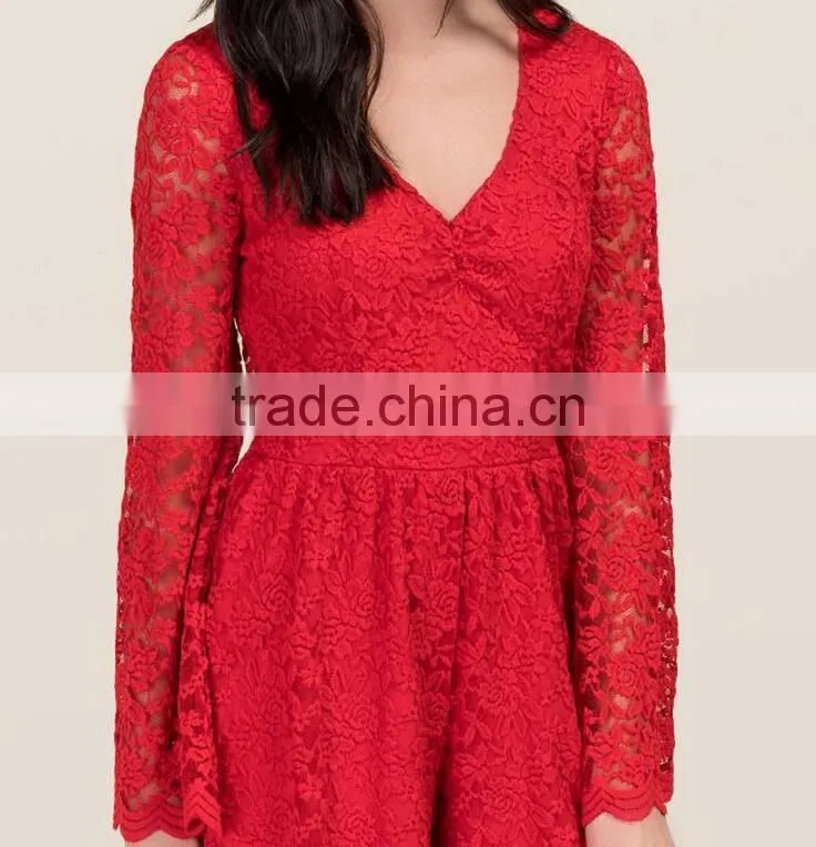 Sexy long sleeve lace club rompers jumpsuits women 2016