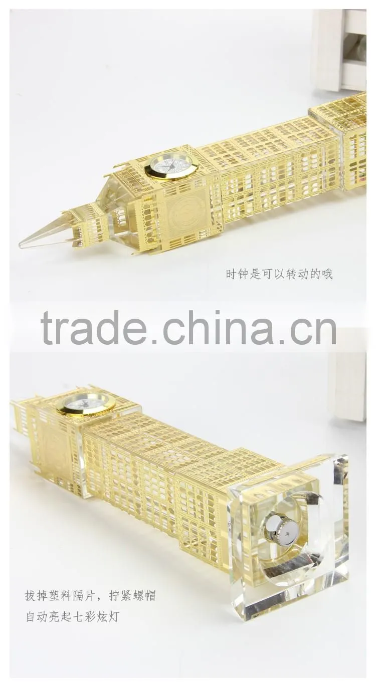 High Quanlity Tastefully Golden Crystal BUS model For Fancy Clock UK Souvenir