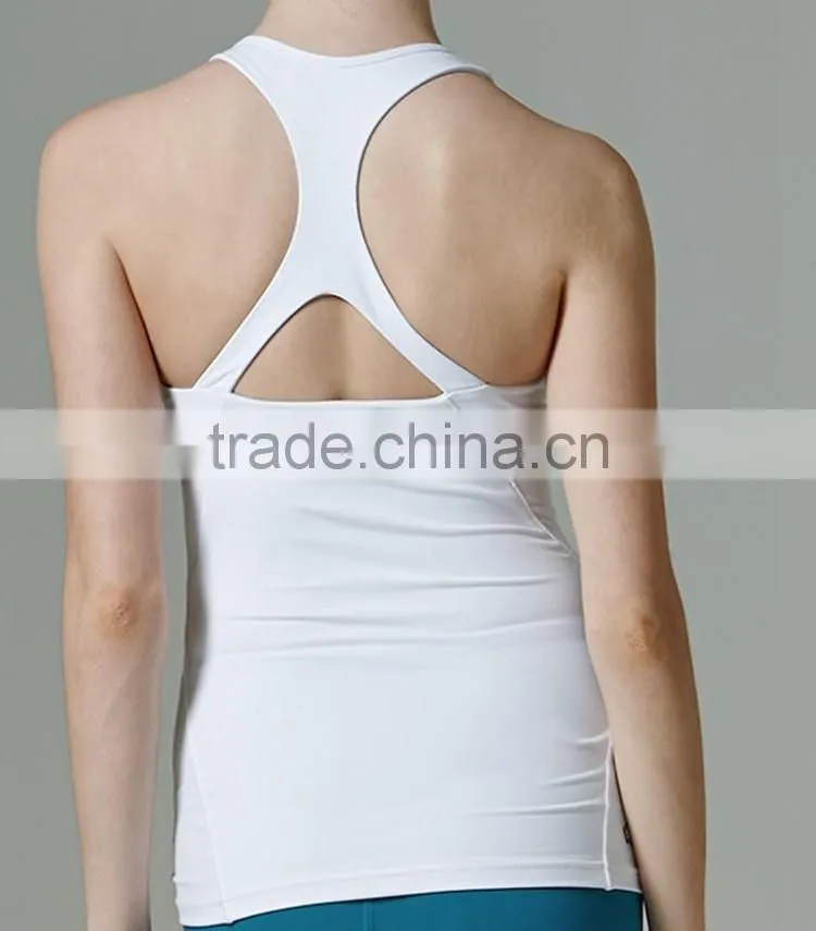 Mesh Women's Racerback Activewear Tight Lycra gym Sports White Tank Top