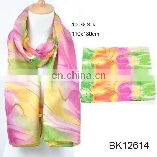 HIGH QUALITY LADY TIE DYED CUSTOM MADE SILK DIGITAL PRINTED SCARF