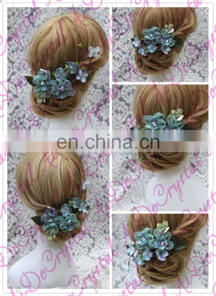 Aidocrystal classic green floral tiaras,artificial lace flower fascinators,rhinestone headpiece