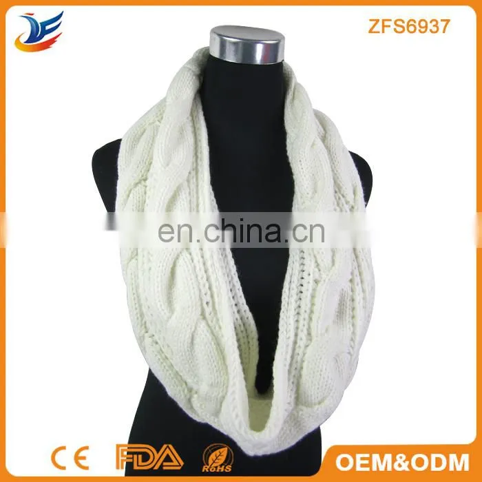 ladies knitting twist round neck scarf without fringes