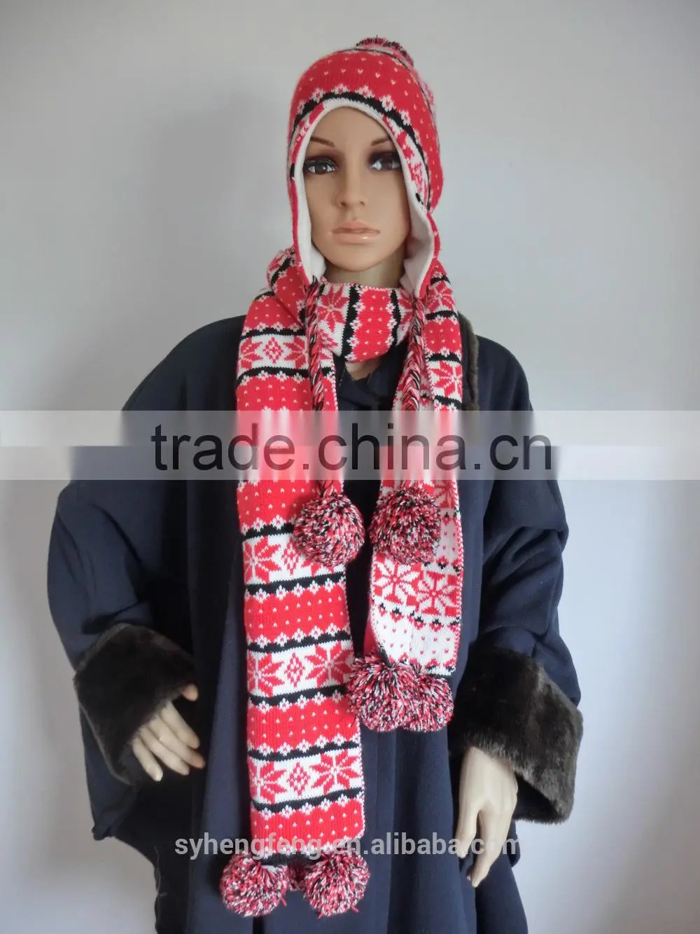 2015 women fashion Two-pieces knitted hat and scarf