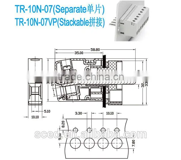 Electrical feedthrough Terminal Block Connectors With Feed-Through