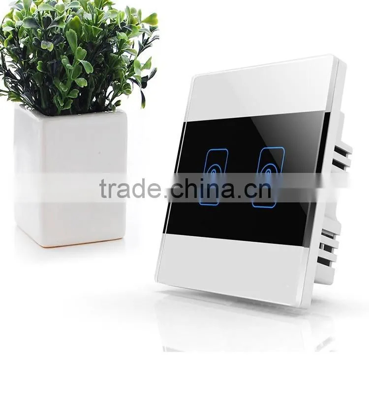 2 Gang Crystal Glass Panel White Touch Smart Home Switch