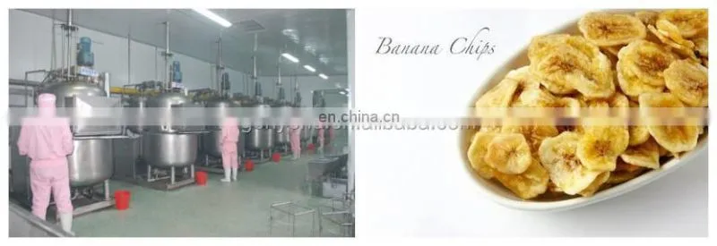 Automatic banana peeling slicing cutting blanching frying packing plantain chips making machine production line