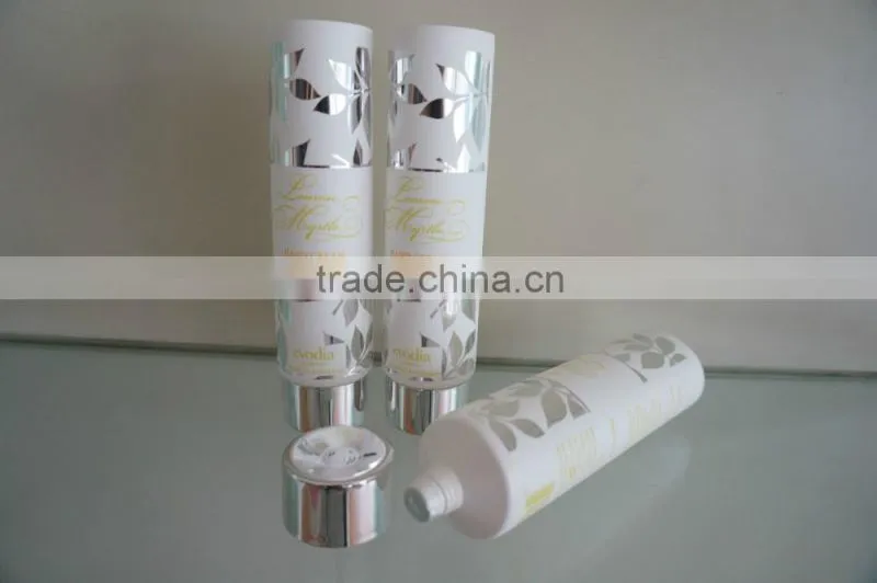 flexible round tube with bright silver screw cap for hand cream
