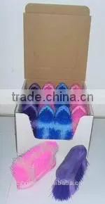 12 pcs large horse dandy brush in display box /assorted color