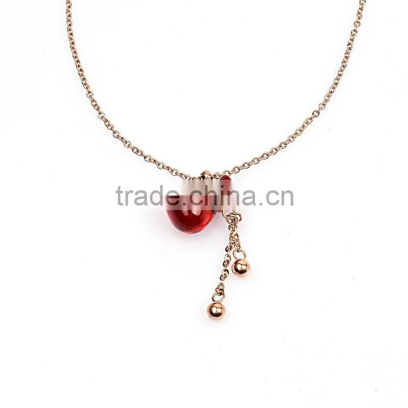 Rose Gold Necklace Fashion Jewelry Ruby Crystal Statement Necklace