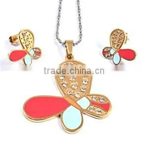 women jewelry stainless steel jewelry colorful butterfly jewelry set