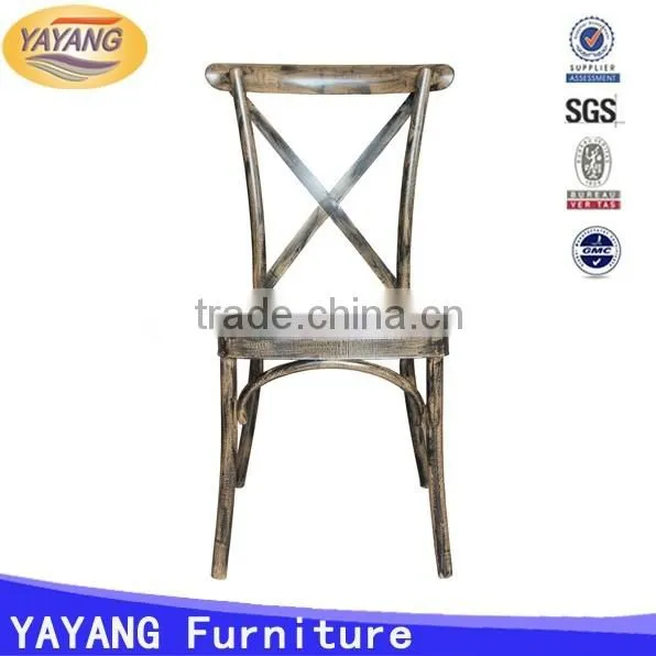 Popular metal iron PU leather seat straw cross back chair stacking in dining chairs