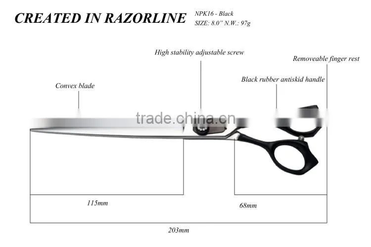 NPK16 Convex edge Dog groooming scissor/ Rubber handle pet scissor/ Professional pet scissor