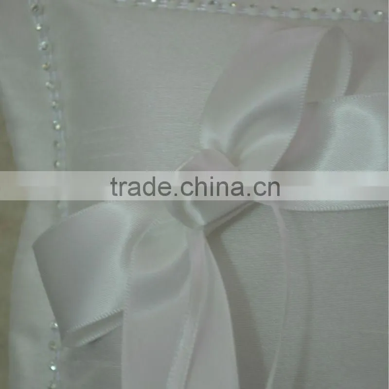 2016 Trendy Small Satin Rosette Wedding Party Pocket Ring Pillow Pearl Cushion Decoration Wedding Party Supplies