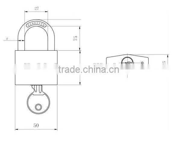 50mm long shackle Solid Brass PadLock