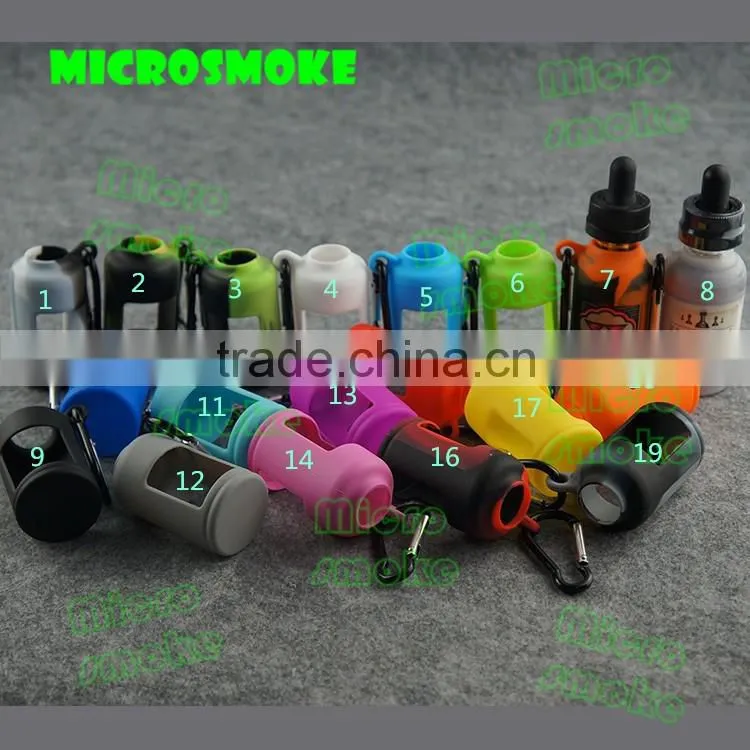 RHS factory price glass 30ml bottle silicone case, silicone rubber skin for 30ml e liquid bottle