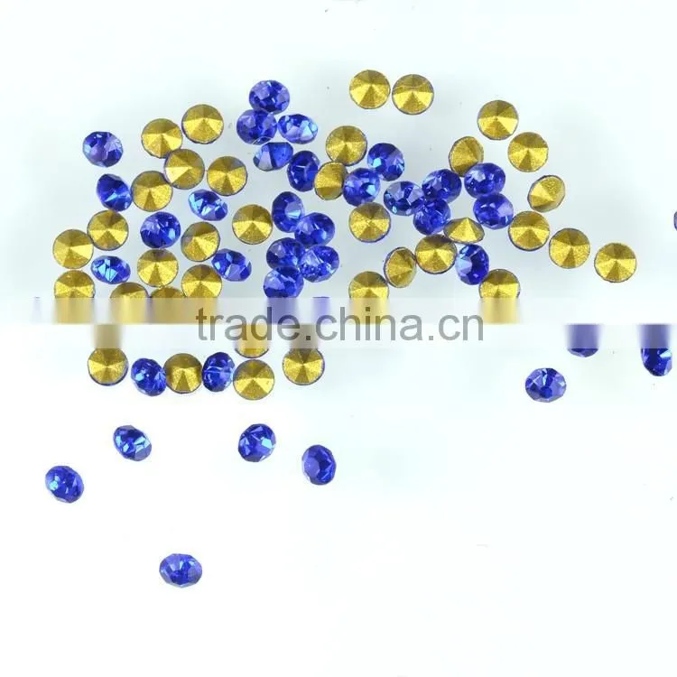 China loose crystal ss16 sapphire wholesale mc point back rhinestone, foiled back strass, chatons for garment accessories