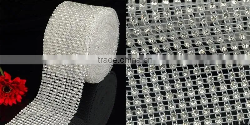 Elastic stretch clear and clear AB rhinestone trimming in rolls 4.7''X10 yards