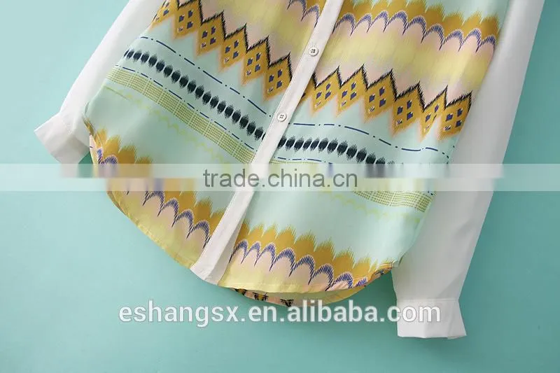 Ladies chiffon printed European style vintage shirt