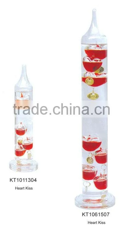 For Lover`s Heart Kiss Galileo Thermometer