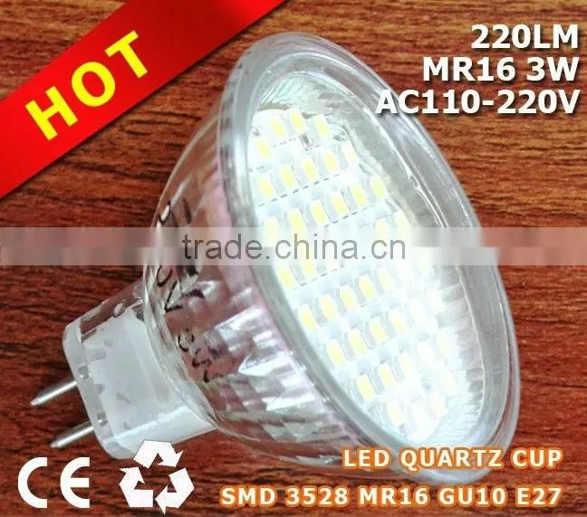 E27 led Quartz Light Cup, 3w Spotlight with 2 years warranty