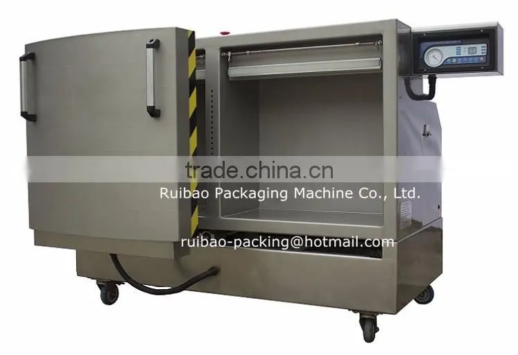 high performance chestnut brick shape double chamber rooms sidedoor barreled box vacuum packing machine with 700mm sealing bar