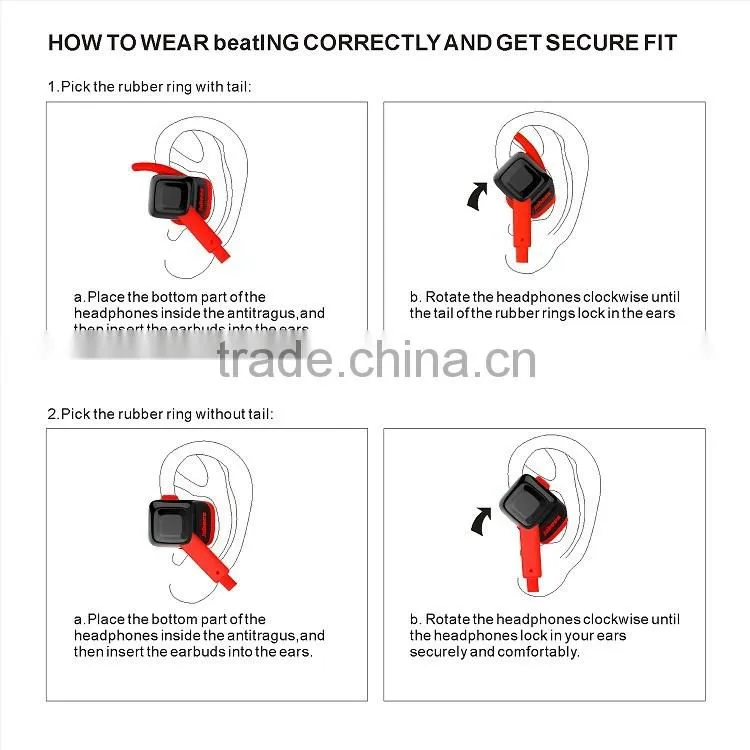 Sport Wear Bluetooth 4.1 Stereo Headphone in Ear with Microphone for Smart Phones