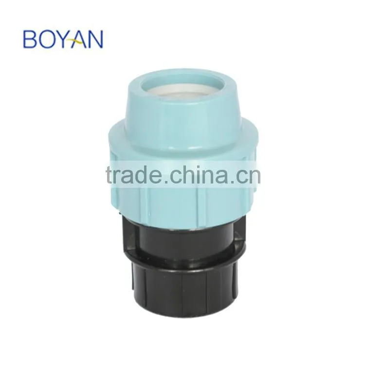 BOYAN zhejiang taizhou light blue PN16 plastic pipe fitting for irrigation compression female adaptor