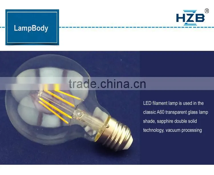 Clear Glass E27 Dimmable 4W 6W G95 G125 LED 12v DC Filament Bulb