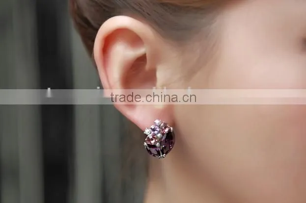 JINSE wholesale Purple Stone Earrings