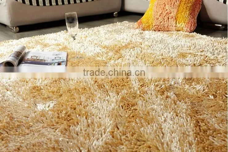 floor mat polyester shiny shaggy rugs with anti-slip base