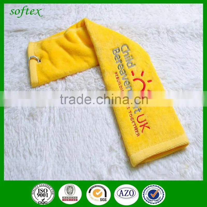Golf towels with grommet and hook embroidery golf towel