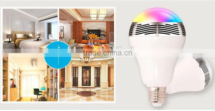 Long Spantime Music changable colors wireless high quality safety mini Speaker Bluetooth LED Light Bulbs for Android and IOS App