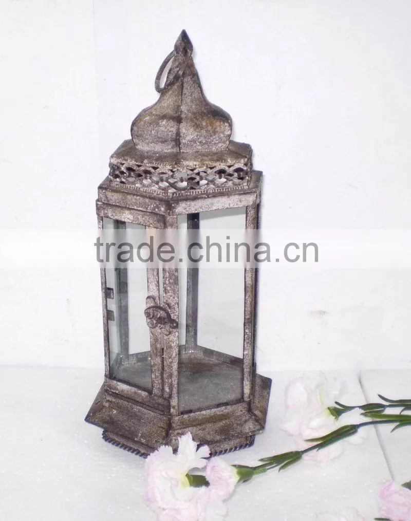 8009488MC- hexagon metal candle lantern