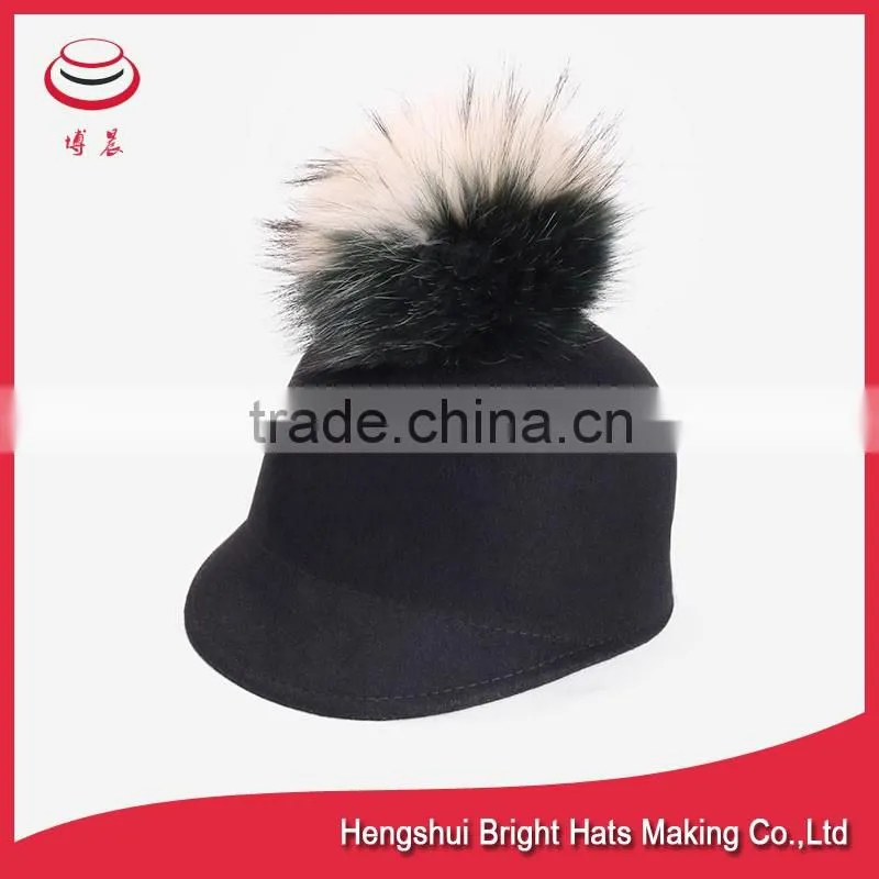 Black Felted Peaked Hat 100% Wool
