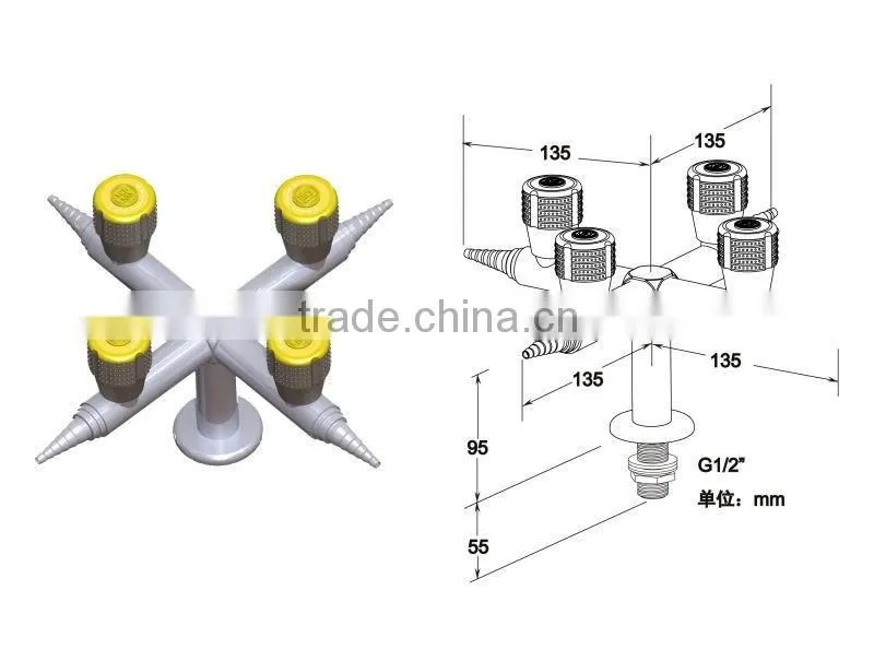 Single way lab fittings gas tap/outlet