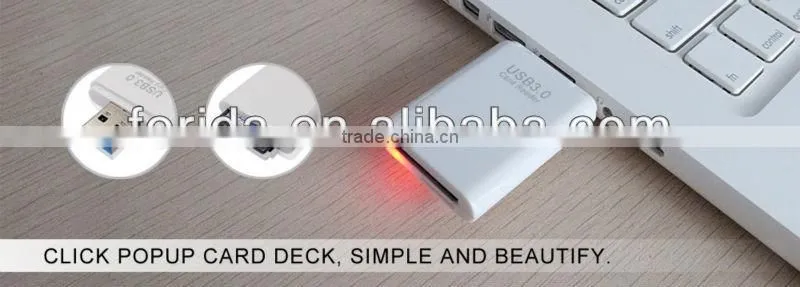 2013 Classic Push Style USB3.0 SD and TF card reader for laptop