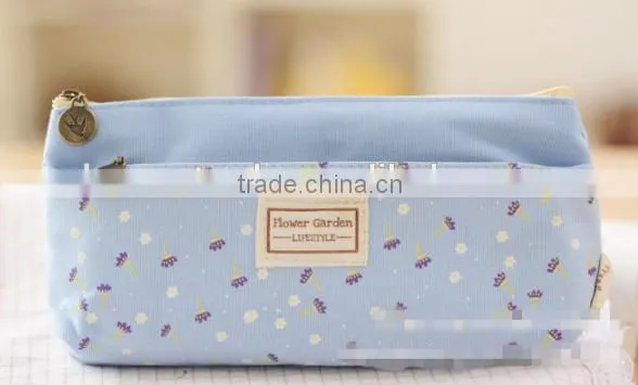 Promotion two zippers fresh pencil case made in china