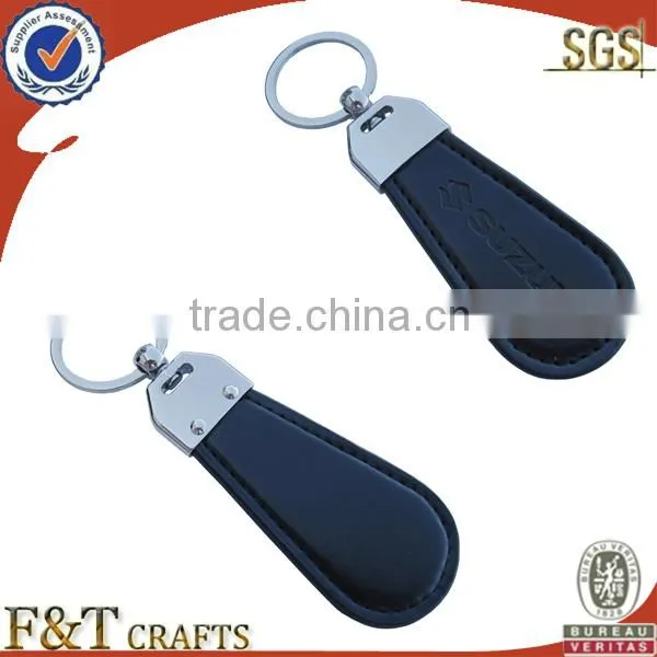 business metal laser engraved nice quality pure real keychain leather strap