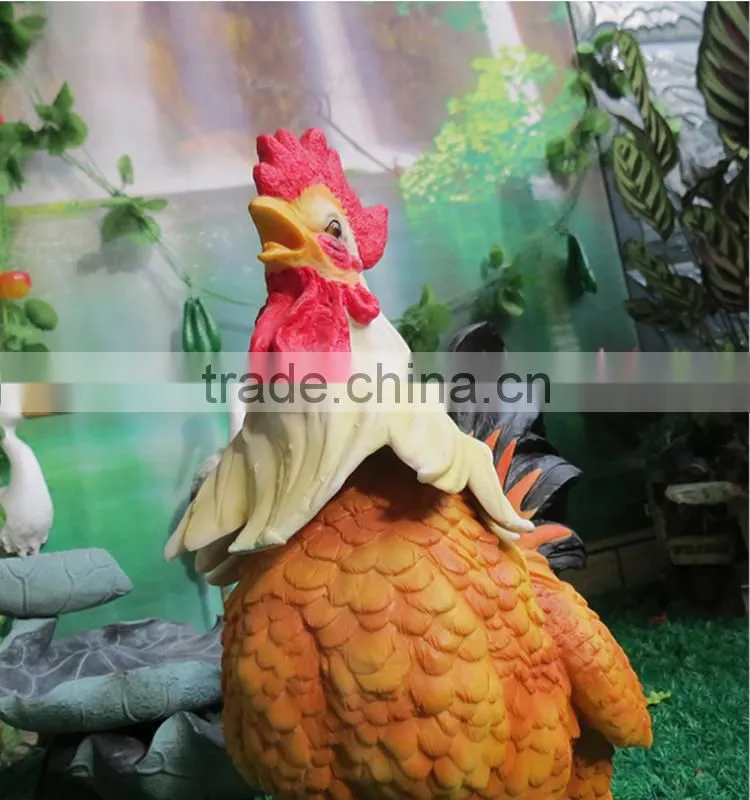 Garden decor cute wholesale polyresin rooster figurine