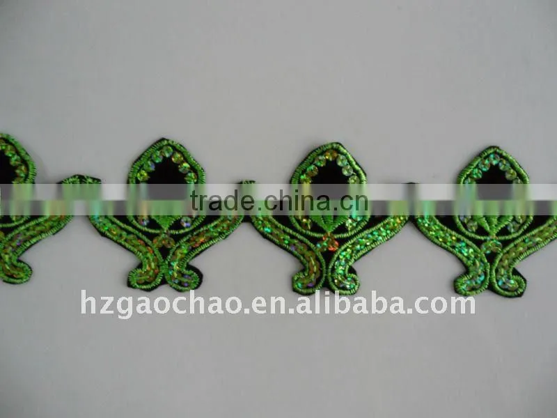 sequin embroidery lace trimming Plant Design