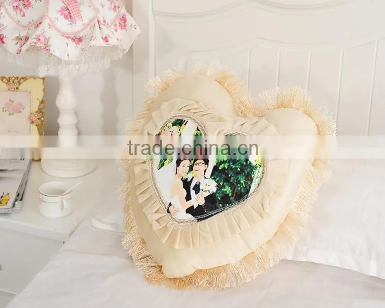Newest heart shape cushion cover for sublimation, printing photo pillow