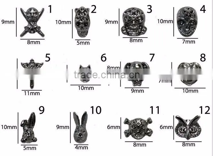 3D Nail Art DIY Rhinestone Decoration Nail Accessories Rock Punk Alloy Skull Rivet Craw For Manicure Tools