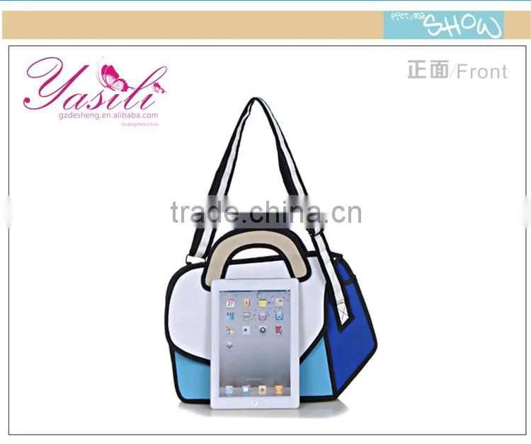 Best selling 3D bag ,cartoon bag comic 3d bag,2d 3d cartoon canvas satchel backpack bag