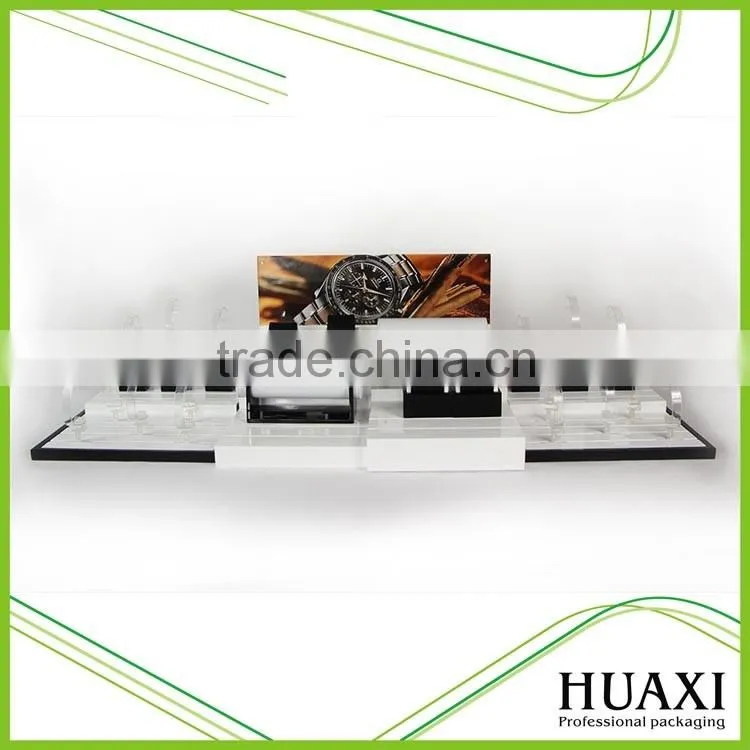 Wooden Black Square Single Watch Display Stand With C Ring