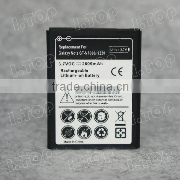 Backup battery for Samsung Galaxy Note1 N7000 I9220 ,3.7V 2600mAh,18 months warranty