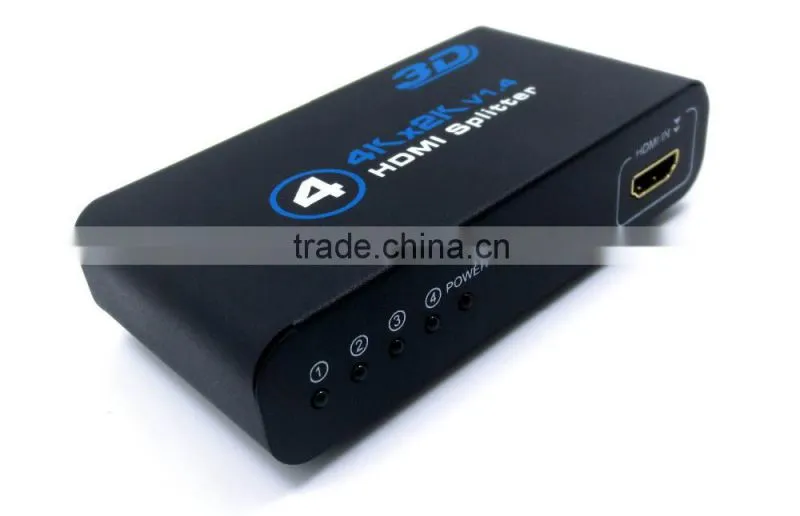 1x4 HD MI 2.0 Splitter 4K 1080P 4 port H DMI Splitter 1 in 4 0ut Audio Video Converter Support HDCP 3D with 5V Power adpter