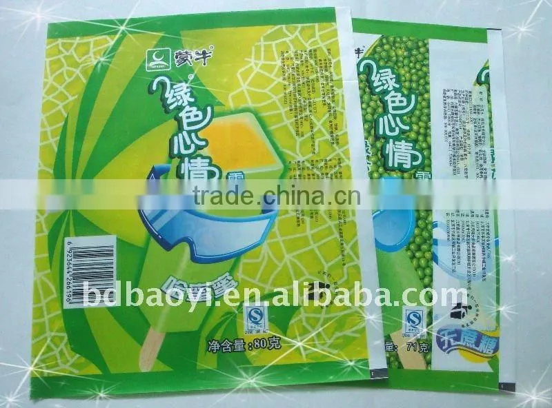 Frozen ice cream plastic bag