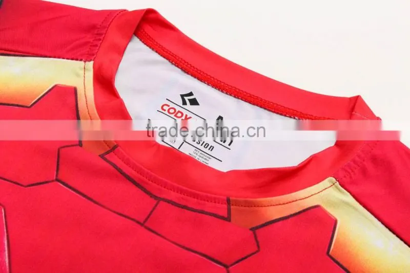 China Summer Men's Marvel Superhero sublimation T Shirt Wholesale Manufacturer Guangzhou Clothing Mens Cycling Shirt